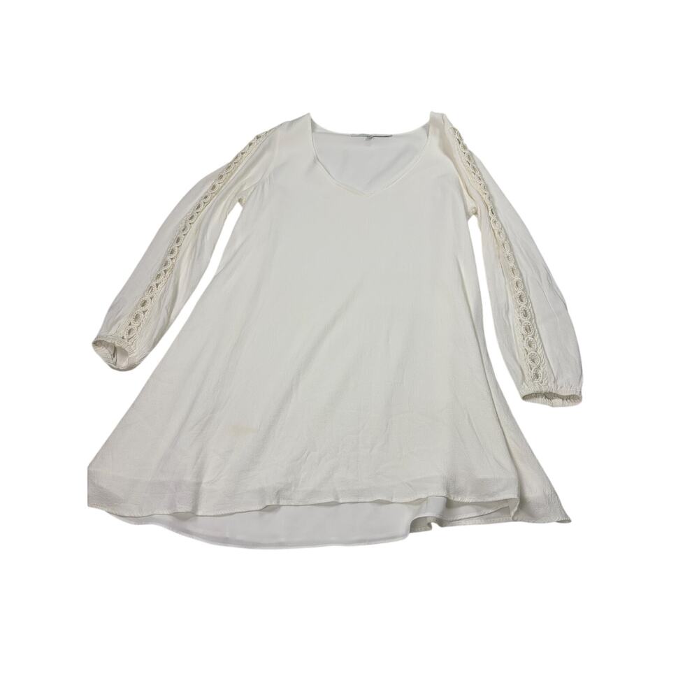 Lovers + Friends cream V neck long sleeve tunic top, crochet detail. Size XS